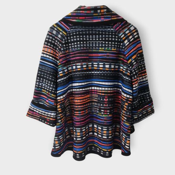 Joseph Ribkoff Colorful Abstract Textured Cape Jacket Sz 12 Artsy Eccentric - Picture 7 of 16